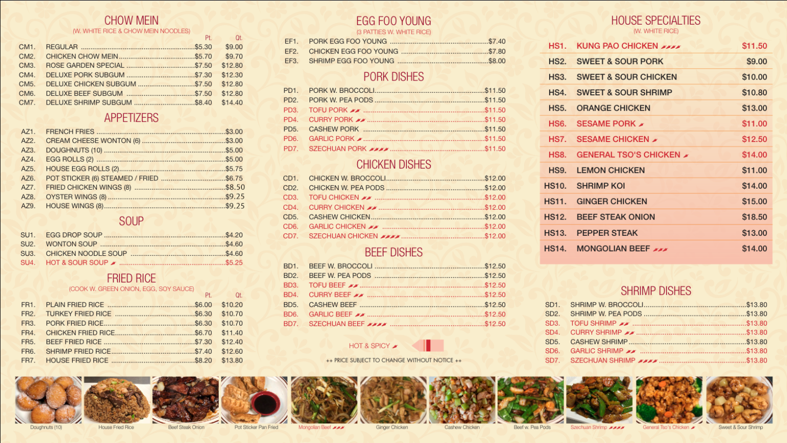 Coon Rapids Menu Rose Garden